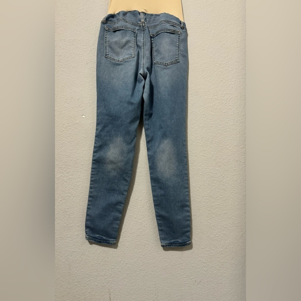 Maternity Pregnancy Blue Washout Soft Denim Skinny Pants Size M Mom to Be - Picture 7 of 10